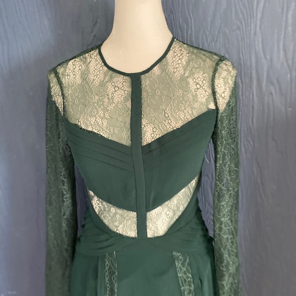 Asos Pleated Midi Dress Size 2 Sheer Green Lace - Picture 3 of 7